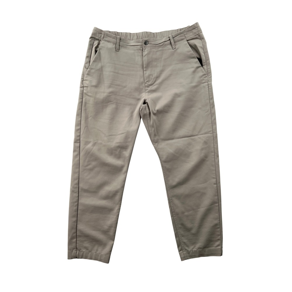DU/ER NuStretch Flex Trouser Pants Mens 36x27 Khaki Tan Stretch Tapered Everyday